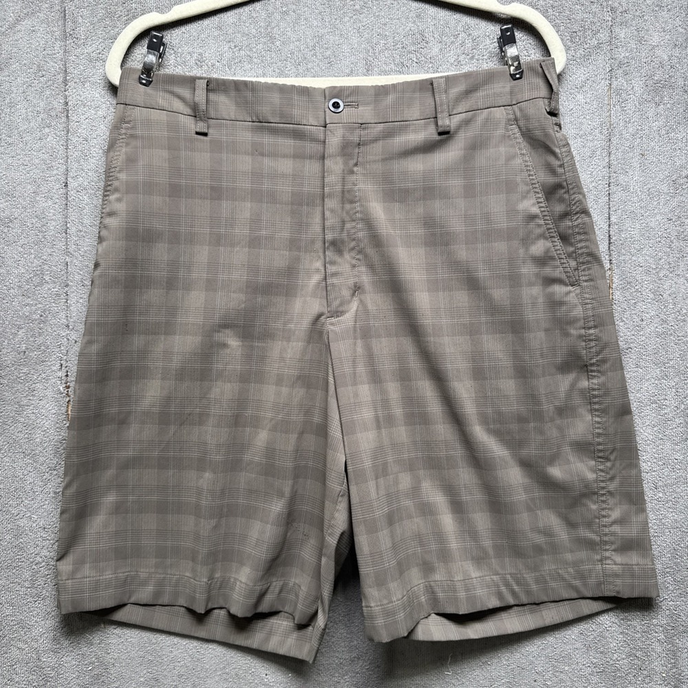 Nike Golf Shorts Mens Size 32 Standard Fit Dri Fit Flat‎ Front Plaid Stretch 9"